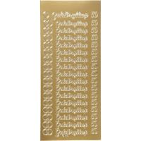 Stickers, guldbryllup, 10x23 cm, gull, 1 ark