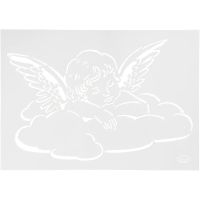 Stensil, engel på sky, A4, 210x297 mm, 1 stk.