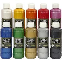 Textile Color, perlemor, ass. farger, 10x250 ml/ 1 pk.