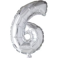 Folieballong, 6, H: 41 cm, sølv, 1 stk.