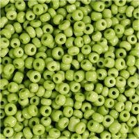 Rocaiperler, dia. 3 mm, str. 8/0 , hullstr. 0,6-1,0 mm, limegrønn, 25 g/ 1 pk.