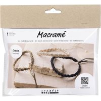 Mini DIY Kit Makramè, Armbånd, svart, olivenbrun, sand, 1 pk.