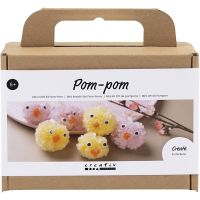 Mini DIY Kit Pompon, Kyllinger, ass. farger, 1 pk.