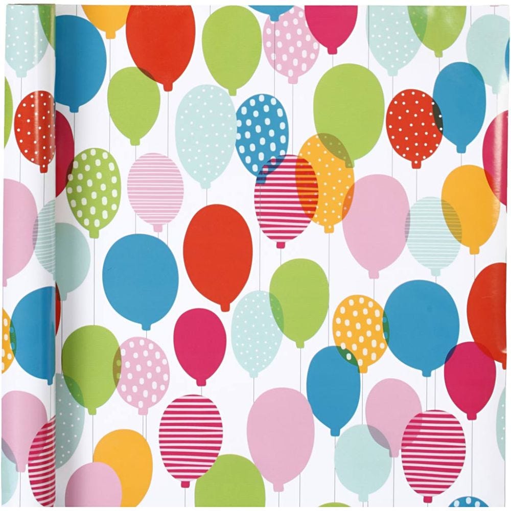 Gavepapir, ballonger, B: 57 cm, 80 g, 4 m/ 1 rl.