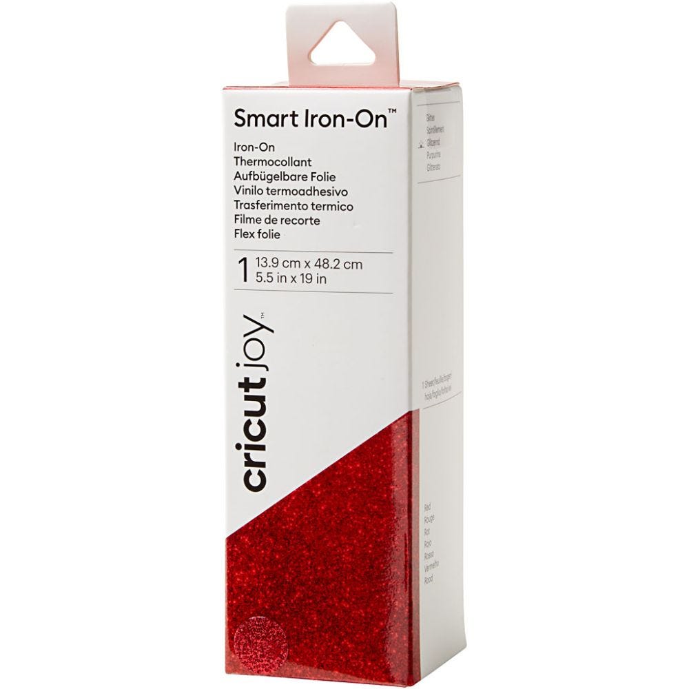Cricut Joy Smart Iron-On, str. 14x48 cm, rød glitter, 1 stk.