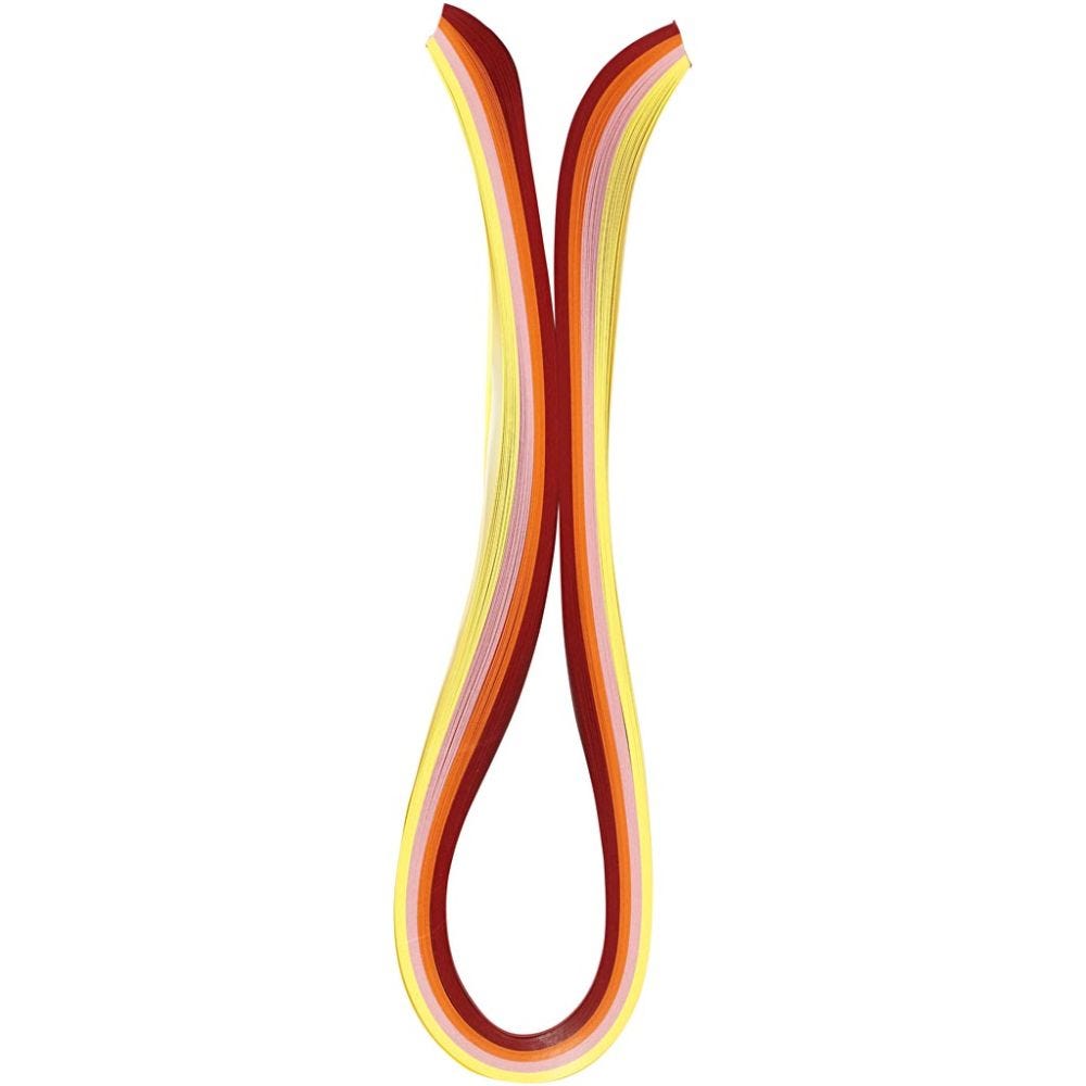 Quillingstrimler, L: 78 cm, B: 5 mm, 120 g, orange, pink, rød, gul, 100 stk./ 1 pk.