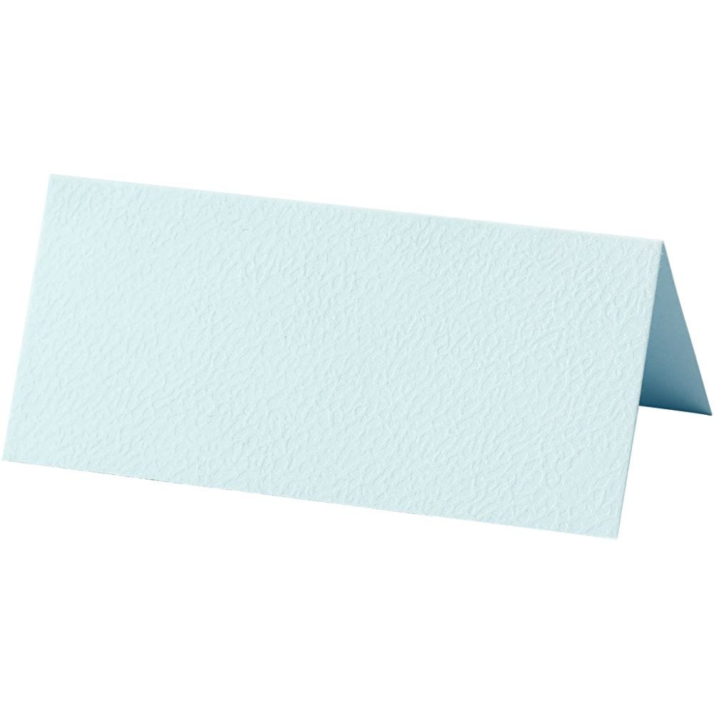 Bordkort, str. 9x4 cm, 220 g, lys blå, 10 stk./ 1 pk.