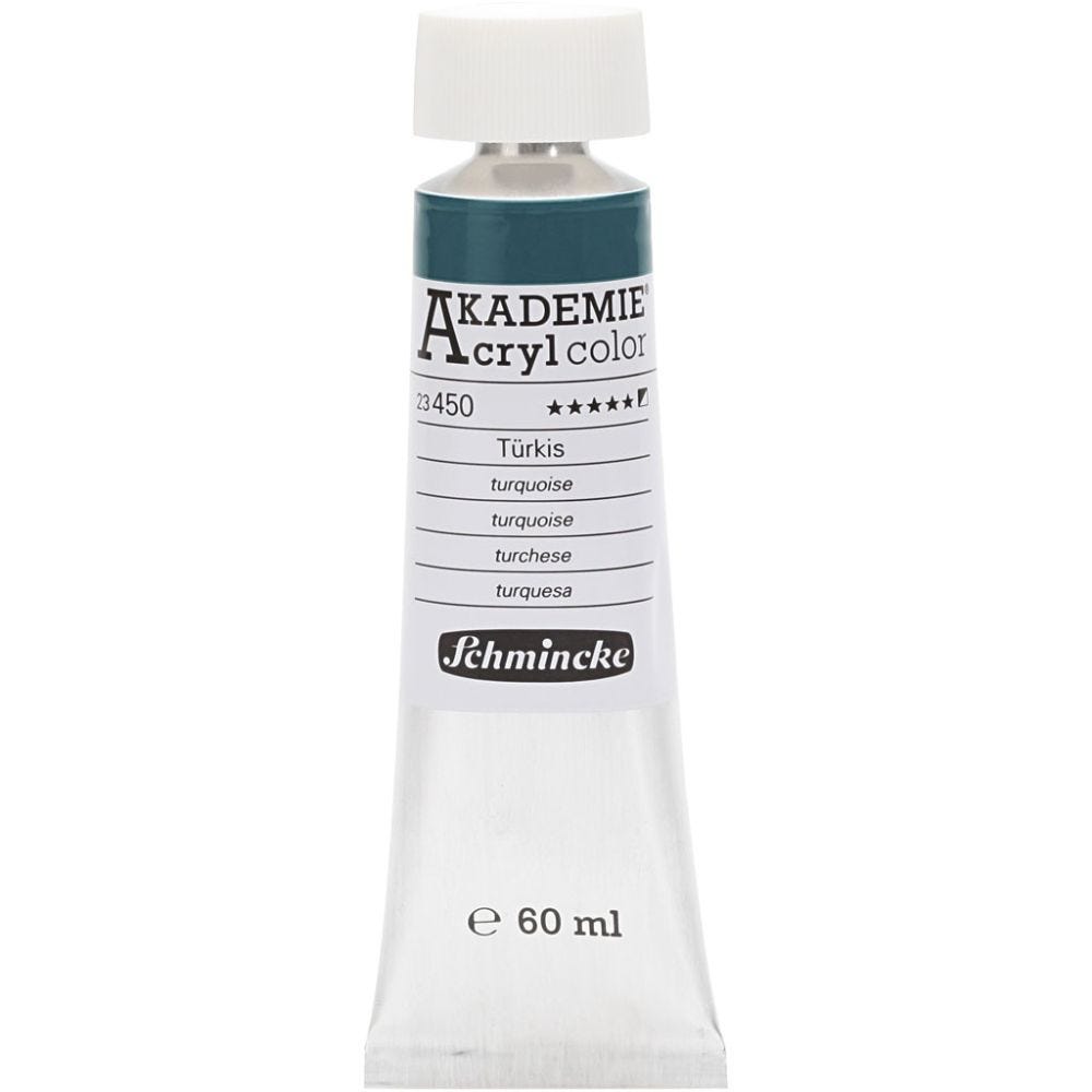 Schmincke AKADEMIE® Akryl farge, semi transparent, turquoise (450), 60 ml/ 1 fl.