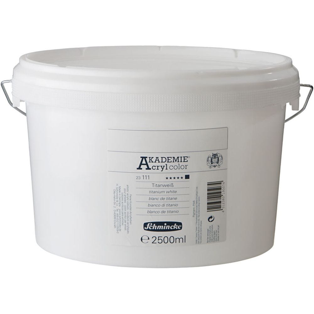 Schmincke AKADEMIE® Akrylmaling, dekkende, titanium white (111), 2500 ml/ 1 spann