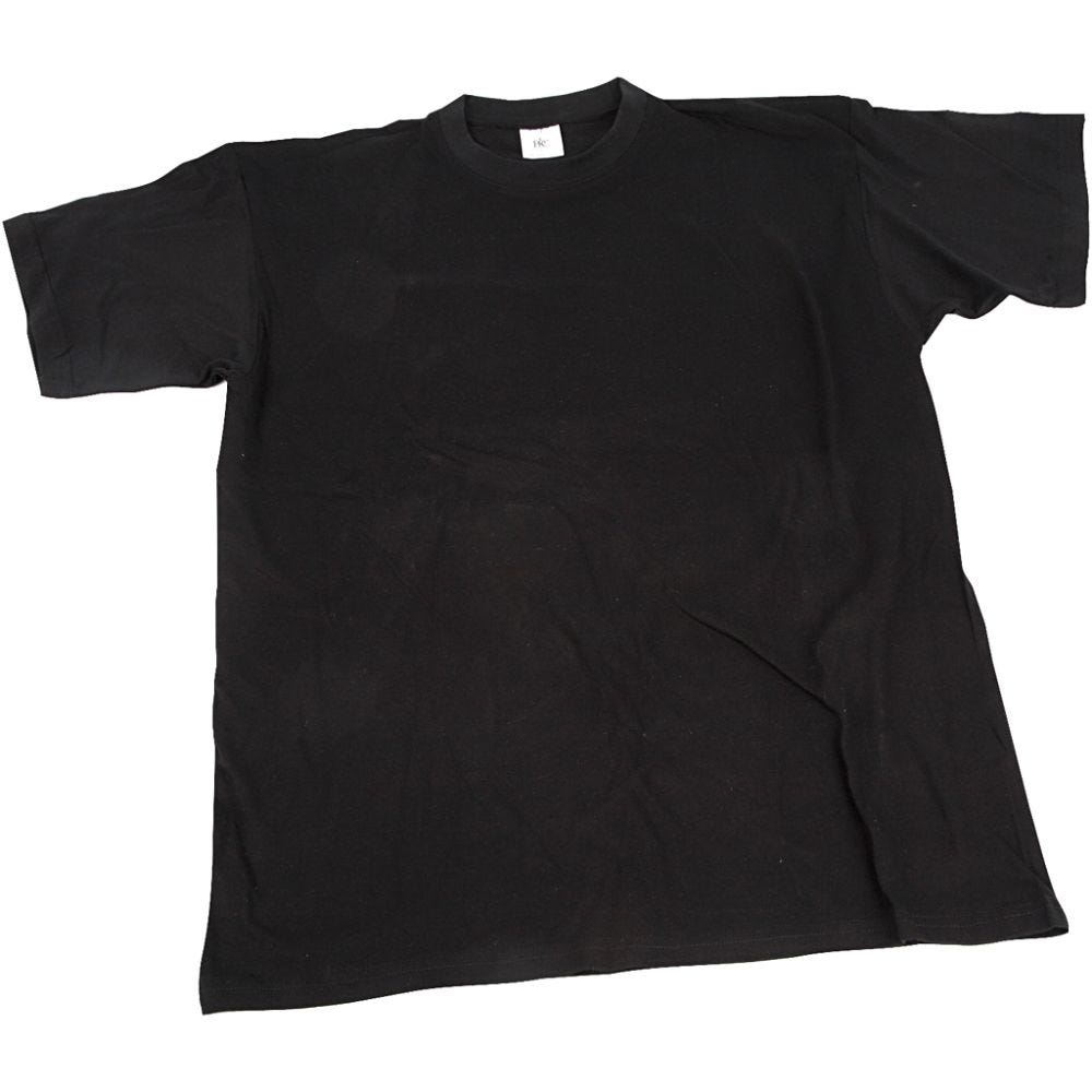 T-skjorter, B: 40 cm, str. 7-8 år, rund hals, svart, 1 stk.