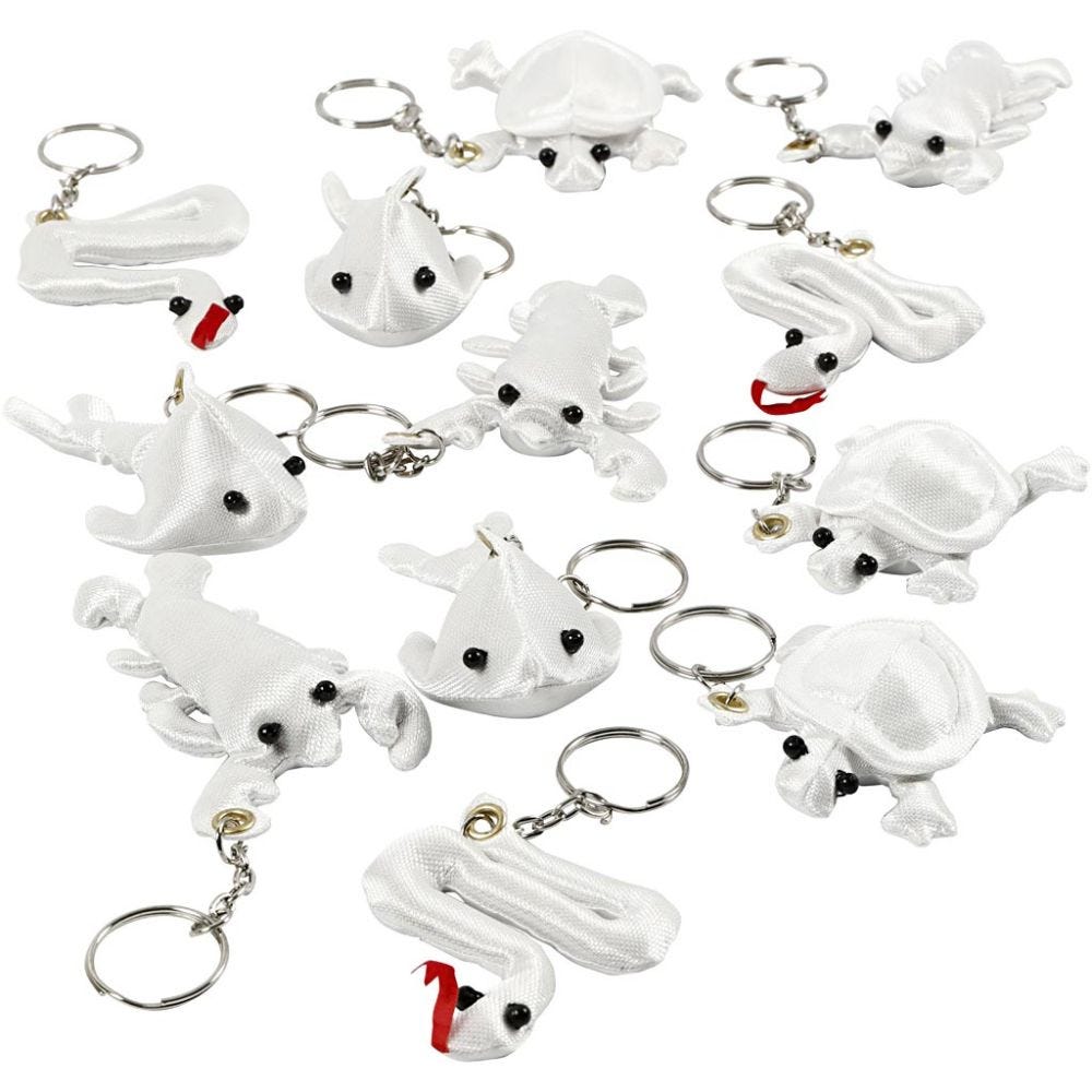 Stoffigurer, str. 4-8 cm, hvit, 4x3 stk./ 1 pk.