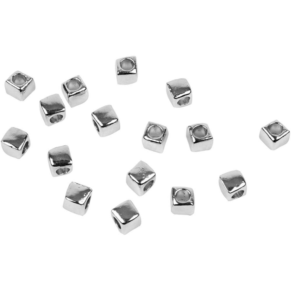 Kubeperle, dia. 5 mm, hullstr. 3 mm, forsølvet, 200 stk./ 1 pk.