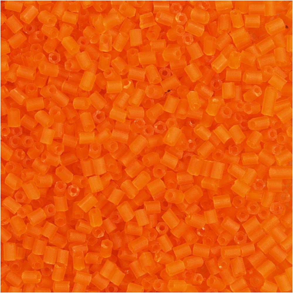 Rocaiperler, 2-cut, dia. 1,7 mm, str. 15/0 , hullstr. 0,5 mm, transparent orange, 500 g/ 1 pose