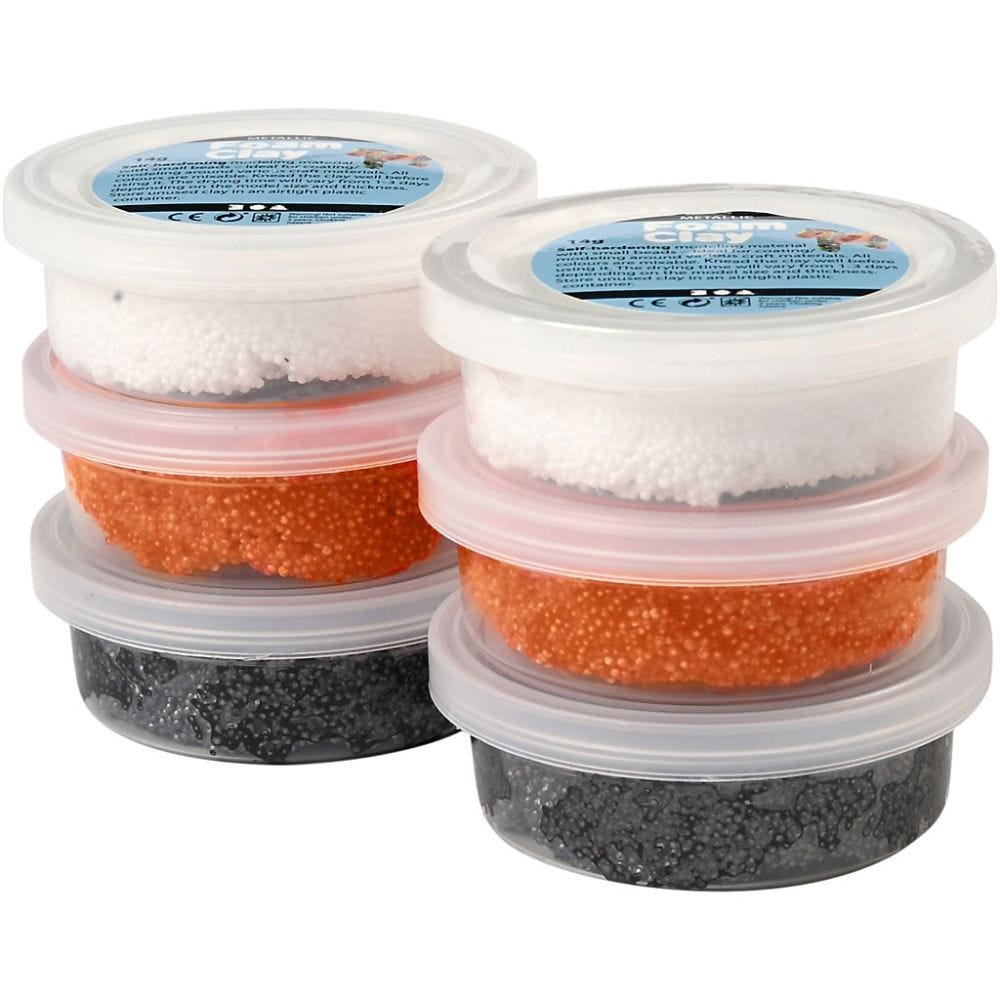 Foam Clay® , svart, orange, hvit, 6x14 g/ 1 pk.