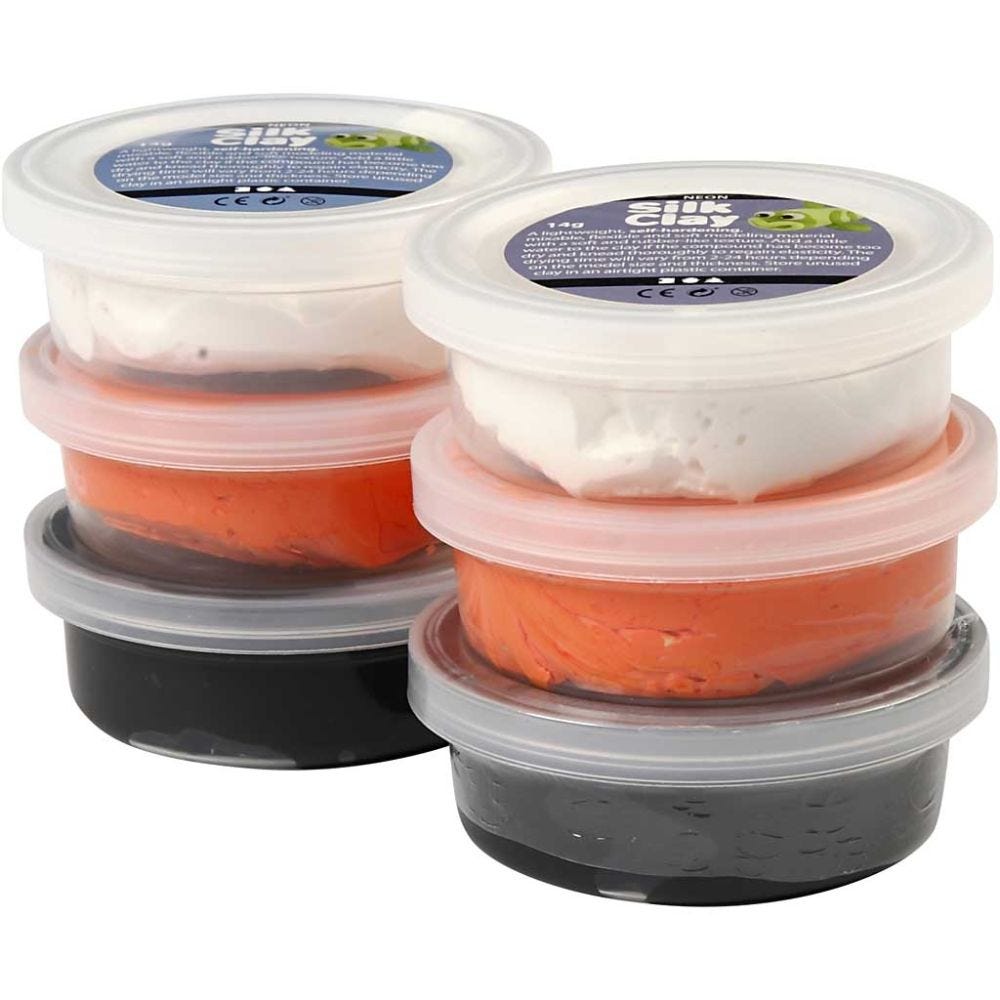 Silk Clay®, svart, orange, hvit, 6x14 g/ 1 pk.