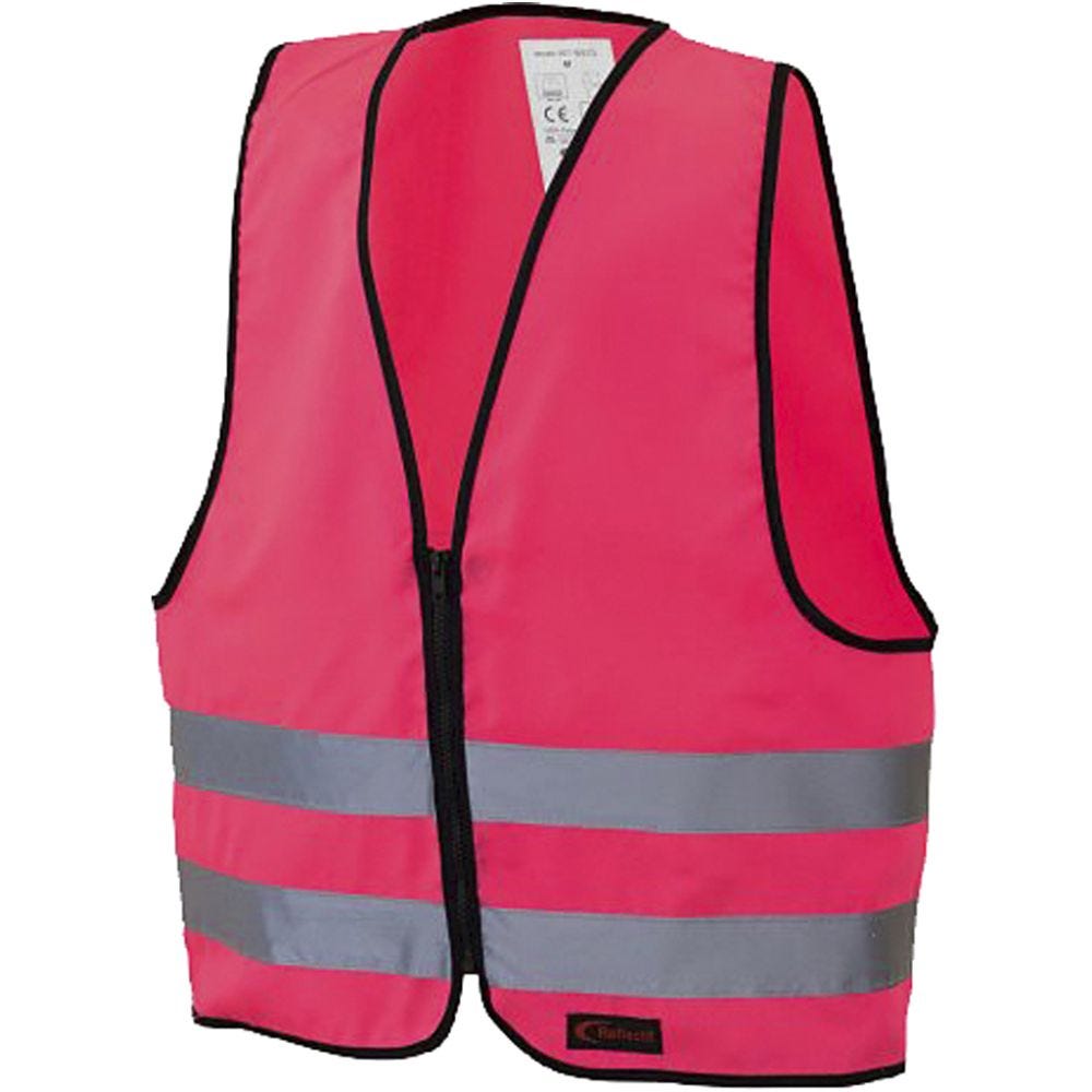 Refleksvest til barn, med glidelås, L: 51 cm, B: 46 cm, str. 6-10 år, pink, 1 stk.