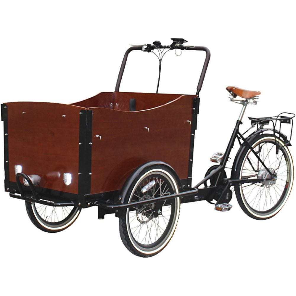 TRILLE Tour lastesykkel m. motor, str. 172x52x95 cm, svart, brun, 1 stk.
