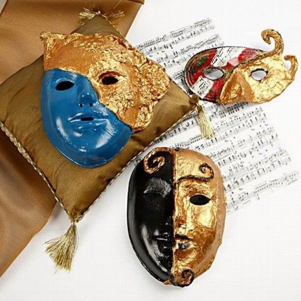Masker Rokokko med art metall gull
