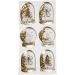 6 stk./ 1 pk., engel, tre og hus, str. 49x32+45x36 mm, gull