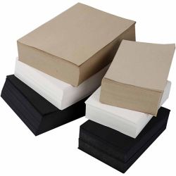 Kraftpapir, A3,A4, 100+135 g, svart, grå, edel, hvit, 6000 ass. ark/ 1 pk.