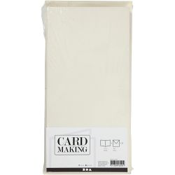Kort og konvolutter, kort str. 15x15 cm, konvolutt str. 16x16 cm, 110+220 g, råhvit, 50 sett/ 1 pk.