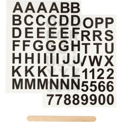 Rub on Merkelapper, bokstaver og tall, H: 17 mm, B: 17 mm, ark 12,2x15,3 cm, svart, 2 ark/ 1 pk.