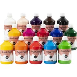 Akrylmaling Blank, ass. farger, 15x500 ml/ 1 pk.