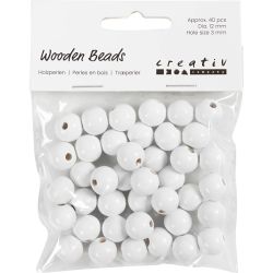 Treperler, dia. 12 mm, hullstr. 3 mm, ca. 40 stk., hvit, 22 g/ 1 pk.