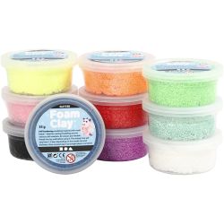 Foam Clay&reg; , glitter, ass. farger, 10x35 g/ 1 pk.