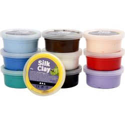 Silk Clay&reg;, Basic 1, ass. farger, 10x40 g/ 1 pk.