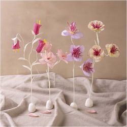 DIY Kit Kreppapir, Blomster, pastellfarger, 1 pk.