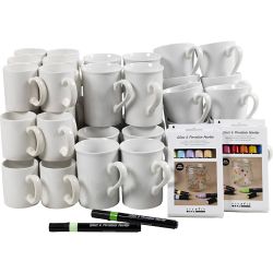 Gruppe DIY Kit Mal hvite krus